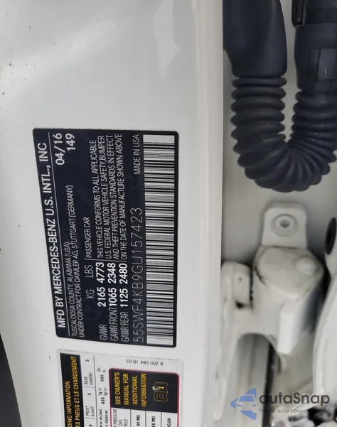 2016 Mercedes-Benz C 300 4Matic from USA, damaged, VIN 55SWF4KB9GU157423